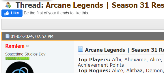 Name:  Arcane Legends _ Season 31 Results - Google Chrome 2024-01-05 11_15_04 AM.png
Views: 444
Size:  32.0 KB